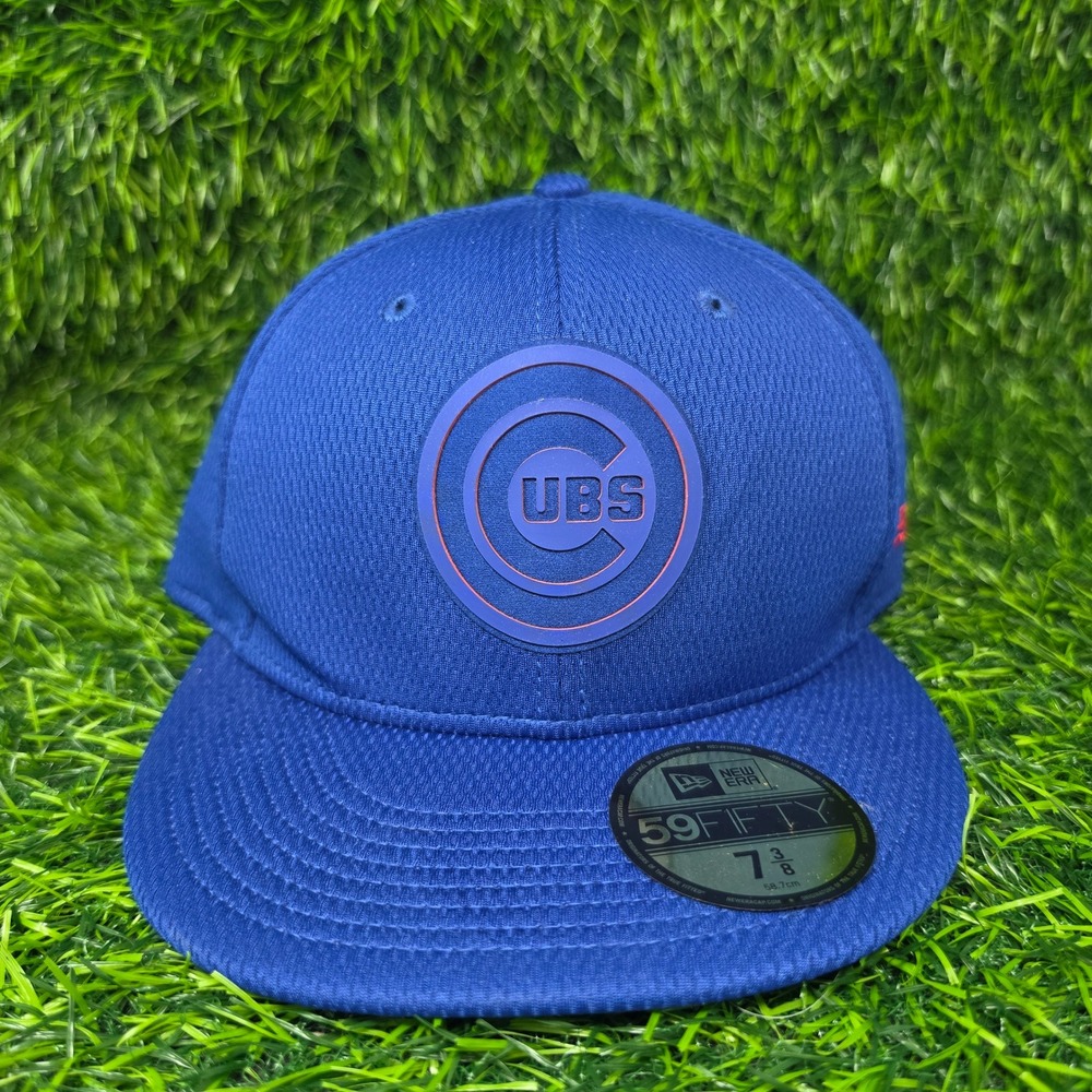 New Era Chicago Cubs Hat Mens 7 3/8 Blue 59FIFTY MLB Authentic Collection 0096